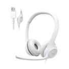 Headset Logitech H390, USB, com Almofadas, Controles de Áudio Integrado, Microfone com Redução de Ruído, Branco - 981-001285