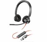 Headset Poly Plantronics Blackwire C3320 USB C com Adaptador USB A para PC