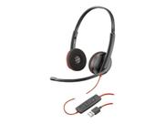 Headset usb modelo c3220 hp poly duplo ax28a6 usb c com adaptador para usb a