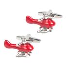 Helicóptero Cufflinks Fun Red para homens em esmalte de cobre