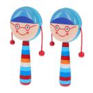 HEMOTON, 2 peças de brinquedos educacionais Rattle Kids Brinquedos manuais Brinquedos educativos para crianças, agitador de brinquedos infantis, tambor de madeira, brinquedo de madeira, brinquedo pequeno, conjunto de brinquedos de madeira, brinquedo musical, tambor de mão portátil, tambor de mão, bebê