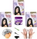 Hene em Po Divina Dama 03x50gr Jaborandi (Incolor, Chocolate, Preto, Azulado, Castanho) kit 501