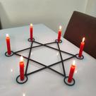 Hexagrama Artesanal em Ferro para Mesa ou Parede - Suporte Decorativo Místico para 6 Velas