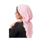 Hijab Feminino De Cor Sólida Com Efeito Amassado, Turbante Macio E Elástico Com Cauda Longa,