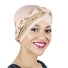 Hijab Turbante Feminino Pré-amarrado - Bloco de Cores em Seda Brilhante e Elástico