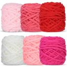 Hilo WSICSE Chenille Grueso de Poliéster 6x100g Blanco Rosa Hilo WSICSE Chenille Grueso de Poliéster 6x100g Blanco Rosa