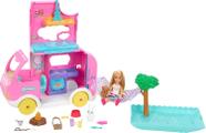 Hnh90 - barbie chelsea trailler de acampamento 2 em 1