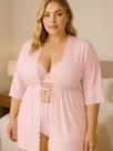 Hobby Plus Size Feminino Roupão Tule detalhe Renda Luxo - c5 IZA