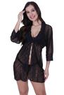 Hobe Feminino Roupão Transparente com Detalhes em Renda Sensual - c5 IZA