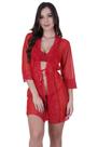 Hobe Feminino Roupão Transparente com Detalhes em Renda Sensual - c5 IZA