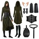 HODBLKT, 8 peças, fantasia feminina de fada renascentista, verde, grande