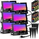 Holofote LED HYDONG 50W RGBW com mudança de cor IP66, pacote com 6