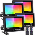 Holofote LED monococo atualizado de 25 W, pacote com 4 unidades com RGB remoto