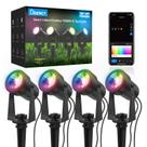 Holofotes de paisagem inteligentes Ligency, pacote com 4 LED RGBW para exterior