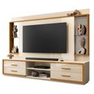 Home Estante LN 2.40m Para TV Até 75'' Polegadas Com Rodízios Cor Off White / Cedro