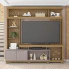 Home Estante Rio 210cm TV até 65 com Prateleiras MDP/HDF Mel/Cacao G11 - Gran Belo