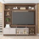 Home Estante Rio 210cm TV até 65 com Prateleiras MDP/HDF Nogueira/OffWhite G11 - Gran Belo