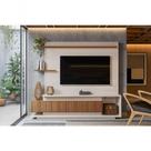 Home Istambul Painel P- Tvs Até 65'' 2 Portas Nichos E Prateleiras - Off White -jequitiba Ripado