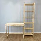 Home Office Escrivaninha e Estante de Madeira Pinus Linea Slim Natural