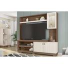Home p/ TV até 55 Pol Lume c/ Led e 3 Portas (1 c/ Vidro) 190x186cm Nogueira/Off White Mr - Caemmun Home p/ TV até 55 Pol Lume c/ Led e 3 Portas (1 c/ Vidro) 190x186cm Nogueira/Off White Mr - Caemmun