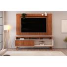 Home p/ TV até 65 Pol Lume/Flow Ripado c/ Porta e Nichos 180x168cm Freijó/Off White - DJ Móveis