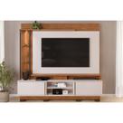 Home p/ TV até 70 Polegadas Martino c/ Prateleira Nichos e Pés 200x190cm Freijó/Off White - DJ Móveis