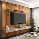 Home Painel Ripado 250x230cm Para TV 85 Supremo 2.3 Patrimar Cinamomo/Off White