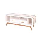 Home Rack Assuncion com 2 Gavetas e Puxador em Couro - Tommy Design