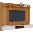 Home Ripado Painel de Parede Suspenso Embutido para Sala de Estar com Nicho Bancada Prateleira 2 Portas LOFT Imcal 2.2 - Nature/Offwhite