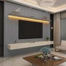 Home Ripado Para TV 85 Polegadas Com LED 230x217 Nobre Gelius Cinza/Off White Home Ripado Para TV 85 Polegadas Com LED 230x217 Nobre Gelius Cinza/Off White