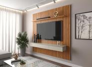 Home Ripado SU 2.30 m Com 3 Gavetões Para TV Até 85'' Cor Cinamomo / Off White