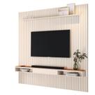Home Suspenso AR Ripado 2.29m Para TV Até 75'' Polegadas Cor Off White / Cedro