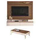Home Suspenso Astor Castanho Off White com Mesa de Centro Cadenza Off White Castanho - HB Móveis