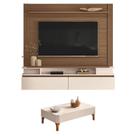 Home Suspenso Astor Castanho Off White com Mesa de Centro Liz Off White - HB Móveis Home Suspenso Astor Castanho Off White com Mesa de Centro Liz Off White - HB Móveis