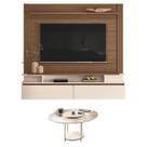 Home Suspenso Astor Castanho Off White com Mesa de Centro Sky com tampo de Vidro Off White - HB Móveis