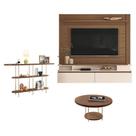 Home Suspenso Astor Castanho Off White Com Mesa De Centro Sky E Aparador Infinity Castanho - Hb Móveis