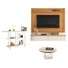 Home Suspenso Astor Cinamomo Off White com Mesa de Centro Sky e Aparador Infinity Off White - HB Móveis