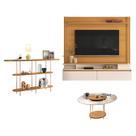 Home Suspenso Astor Cinamomo Off White e Mesa de Centro Sky com Tampo de vidro e Aparador Infinity Cinamomo - HB Móveis
