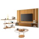 Home Suspenso Cinamomo Off White E Aparador Infinity E Mesa De Centro Sky Com Tampo De Vidro Cinamomo- Hb Móveis