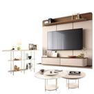 Home Suspenso Galax Castanho Off White E Aparador Infinity E Kit Mesa De Centro Sky Off White- Hb Móveis