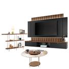 Home Suspenso Illusion 2.2 Preto Castanho e Aparador Infinity e Mesa de Centro Sky com tampo De Vidro Castanho- HB Móveis Home Suspenso Illusion 2.2 Preto Castanho e Aparador Infinity e Mesa de Centro Sky com tampo De Vidro Castanho- HB Móveis