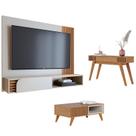 Home Suspenso Jurerê 1.6 Off White Matte Freijó com Mesa de Centro Jeri Freijó Off White e Aparador Riviera Freijó - Colibri
