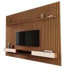 HOME SUSPENSO NICHO PAINEL VIVA 100% RIPADO COR FREIJÓ / OFF WHITE 2.20m PARA TV ATÉ 75'' POLEGADAS COM 2 PORTAS