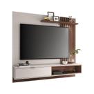 Home Suspenso Paolo 1.8 Ripado com Luminária e Prateleira para TV 65 Polegadas Off White/ Nogueira Real