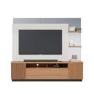 Home Theater com LED TV para até 70 Polegadas Braga Freijó/ Off White/ Preto Fosco - Bela Móveis