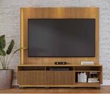 Home Theater Jordão com Painel Chanfrado c/ Led nas Prateleiras com Pés - Freijó Colibri