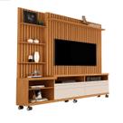 Home Theater Para Sala Com Três Prateleiras Laterais Quatro Nichos Ripado Nobre - Giga Móveis