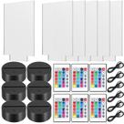 Honoson, 6 conjuntos de bases de lâmpadas noturnas LED 3D, incluindo 6 folhas de acrílico transparente, 6 expositores de luz, 6 controles remotos, 6 cabos de carregamento, 16 cores, 4 modos, base de lâmpada acrílica (estilo retangular)
