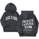 Hoodie Sulayesh Jesus Loves You Jesus Is King para meninas 9-10Y