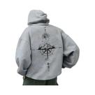 Hoodie Vintage Masculino Com Estampa De Bússola, Alta Qualidade, Manga Longa, Top Casual Esportivo
